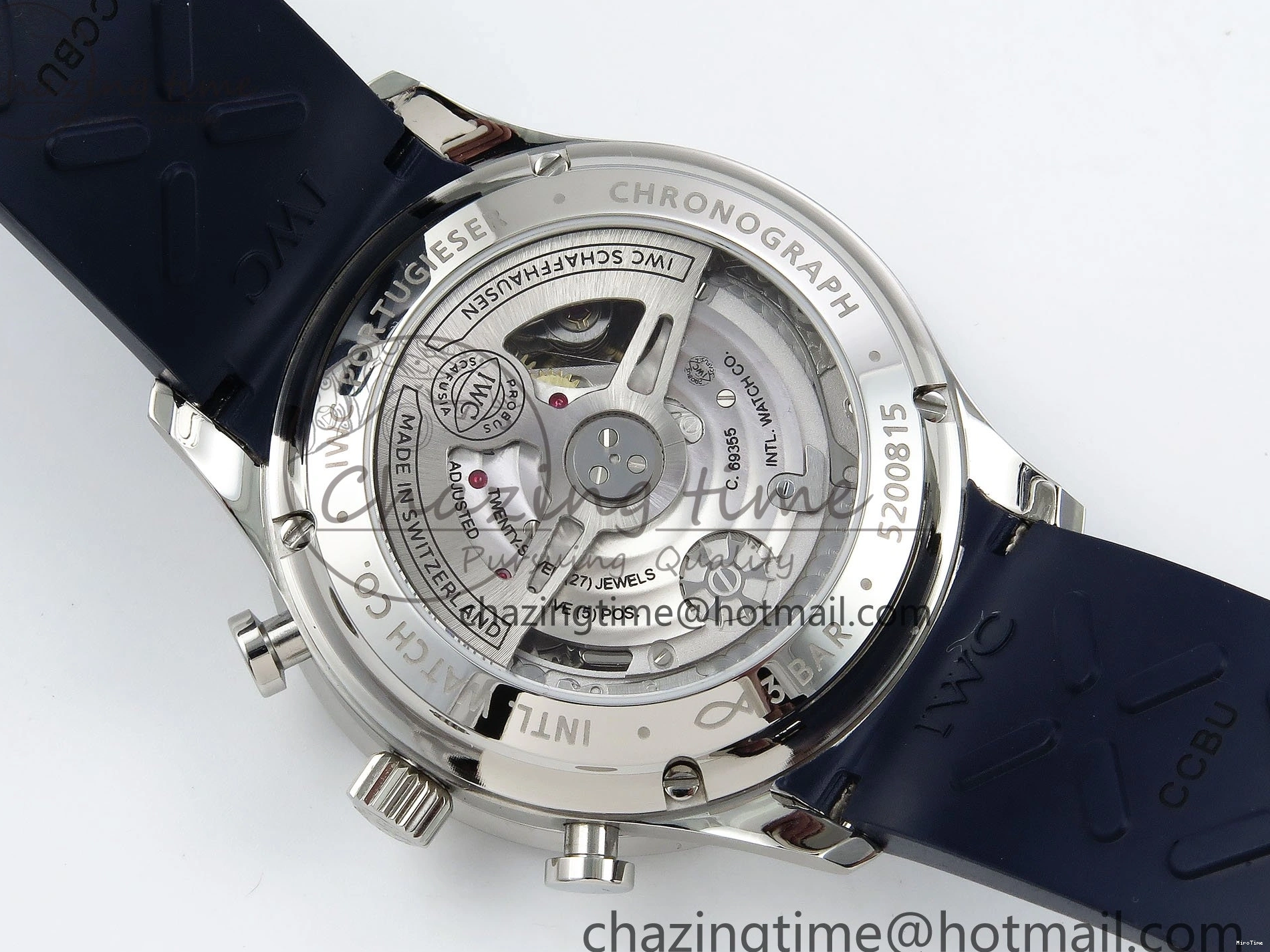 MIROTIME 0412 Casual Portuguese Chrono IW3716 Z+F 1:1 Best Edition White Dial on Blue Rubber Strap A 7016